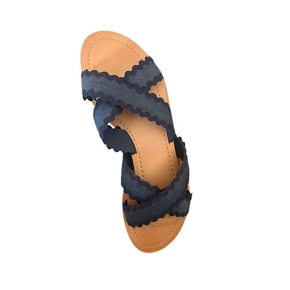 NWT Draper James Women's Blue Colorblock Piper Flat Sandals Size 9. New in Box. - Picture 2 of 4